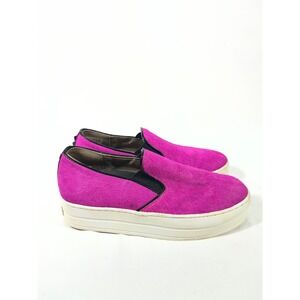 Skechers Rise Fit Pony Hair Platform Sneakers Slip On Women 7 Hot Pink Fluffy